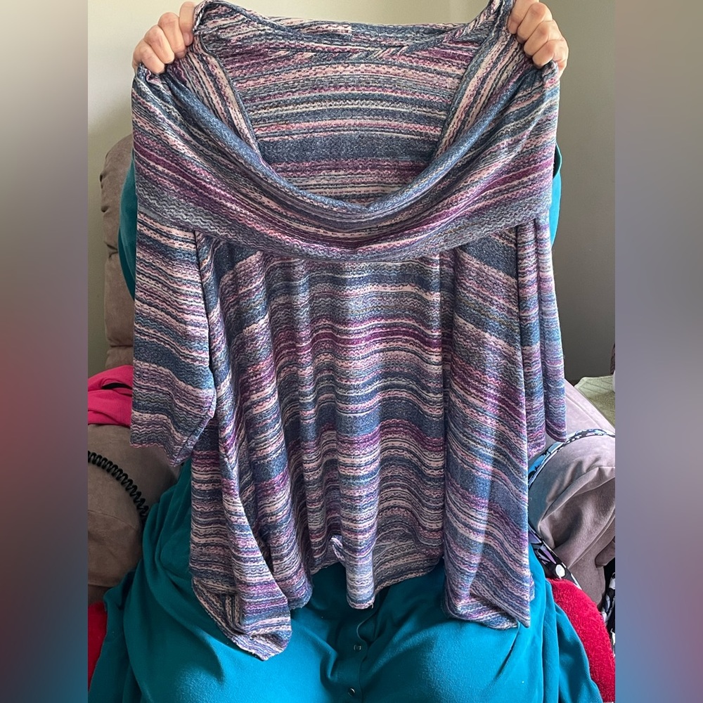 SALE 2/25, 3/30, 4/35! AVENUE Metallic Shark Bite Blue/Purple Tunic sz 3X 30/32W